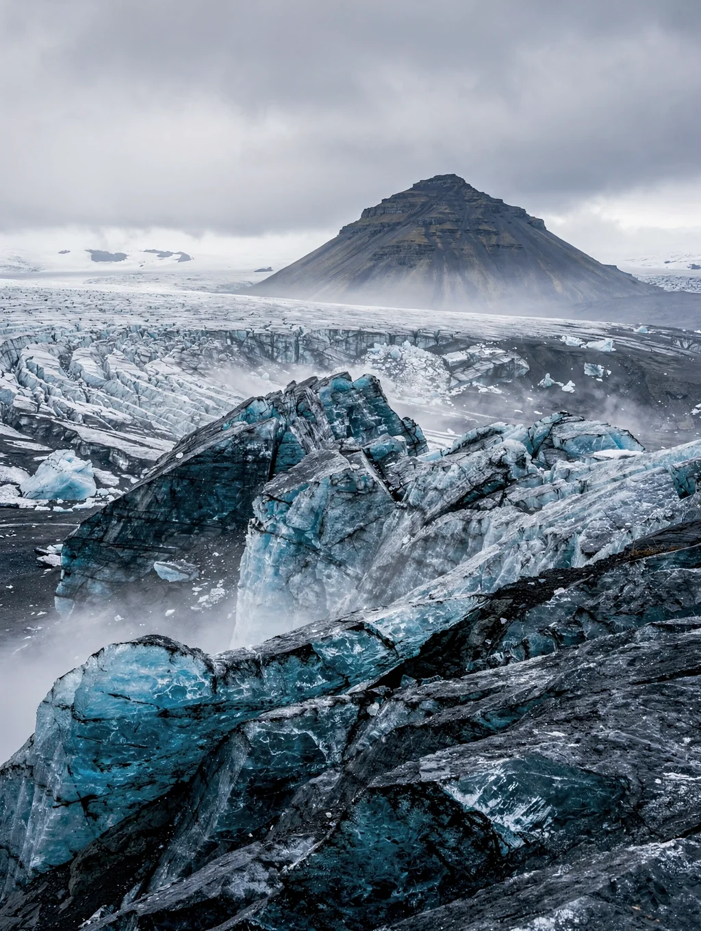Close up of glacial ice in Iceland