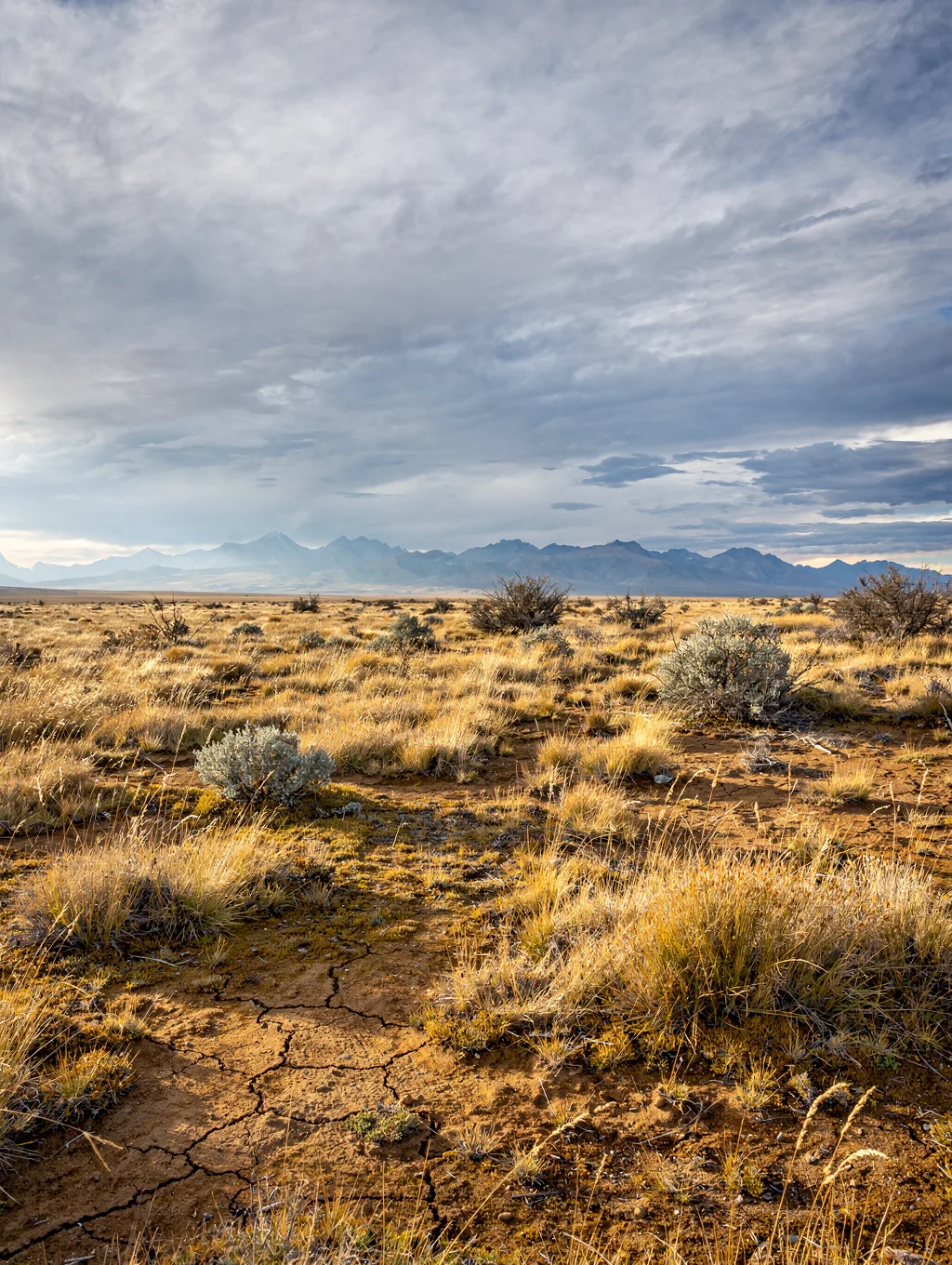 Golden tussock grass swaying in the Patagonian wind